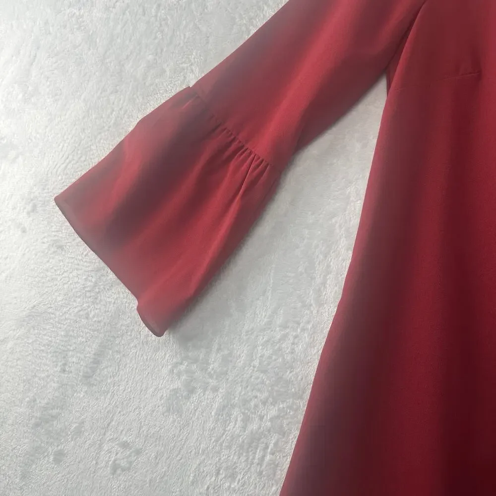 J.Crew Maroon V-Neck Bell Sleeve Shift Dress - Size 00